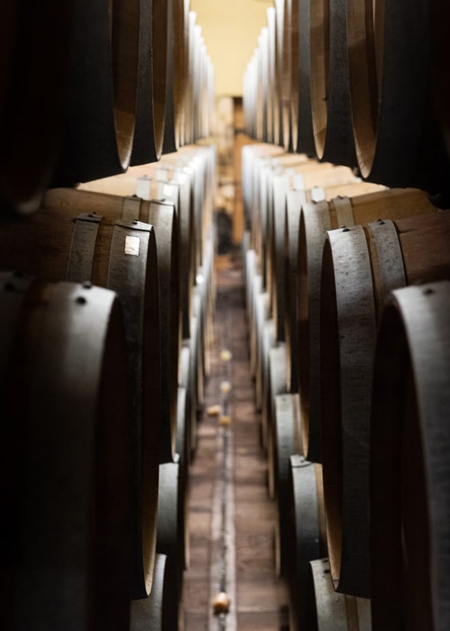 Un chai de tonneau à vin
