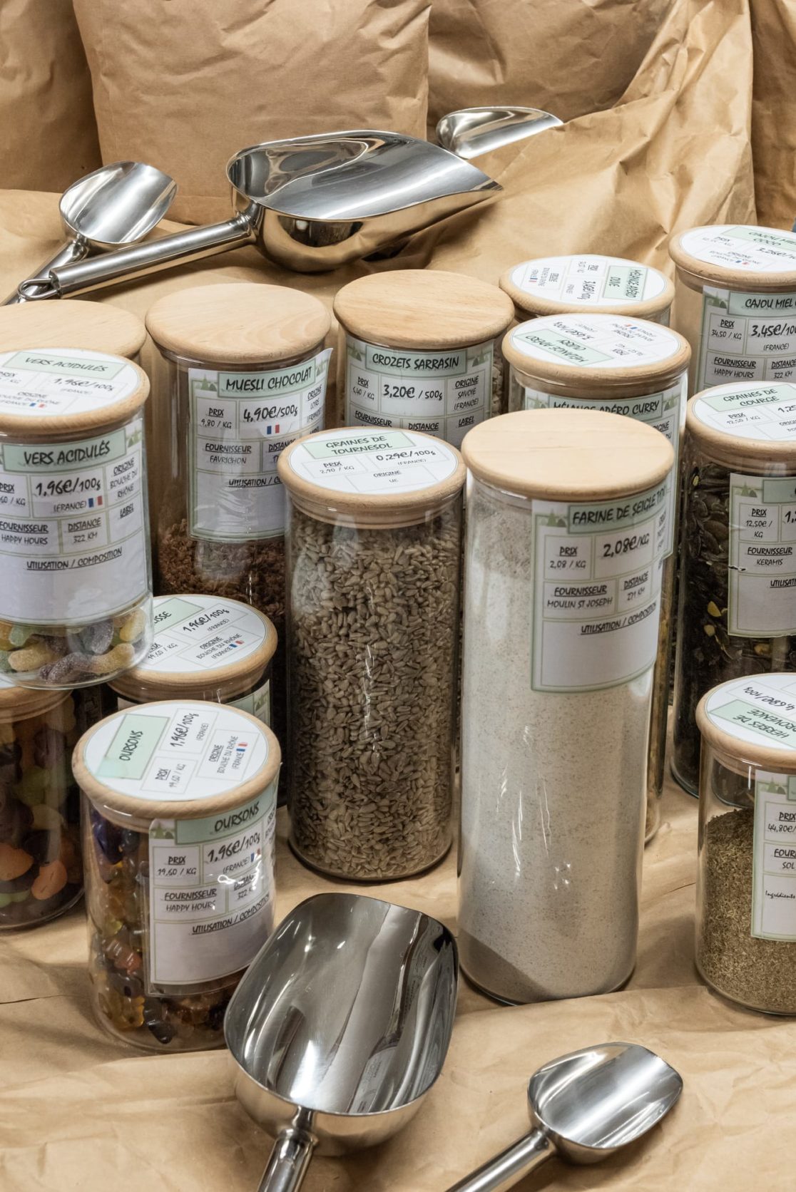 bocaux alimentaires et sacs d'alimentation