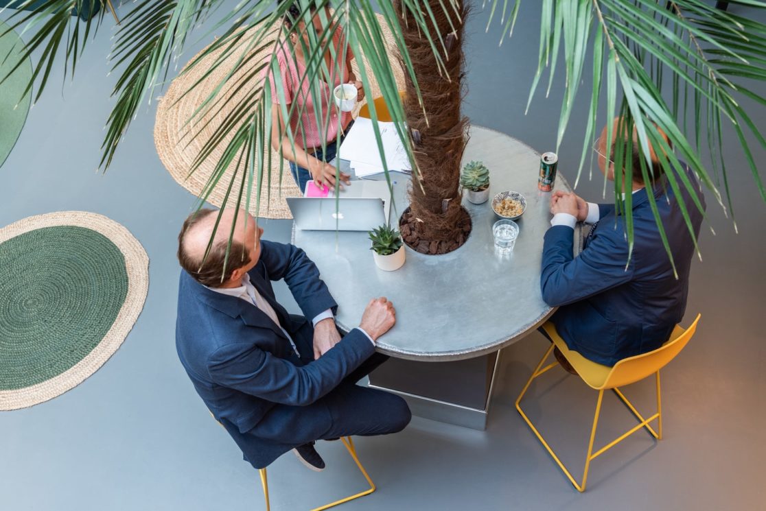 espace pause autour d'un palmier