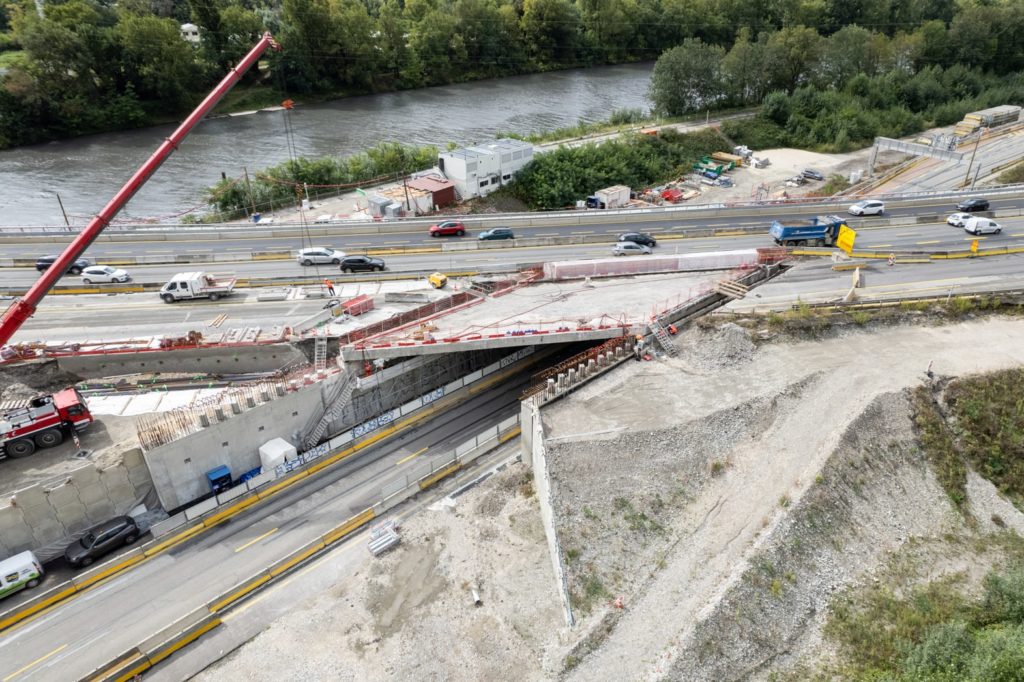 vue drone chantier routier