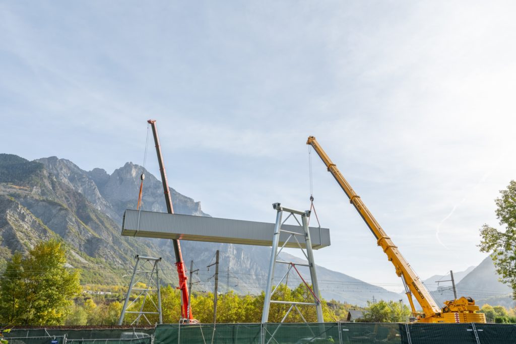 sequence de levage sur chantier