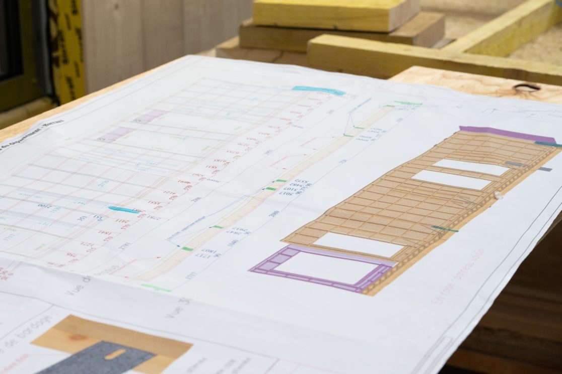 plan dans atelier de préfabrication bois