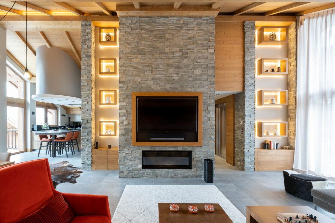 pièce de vie chalet