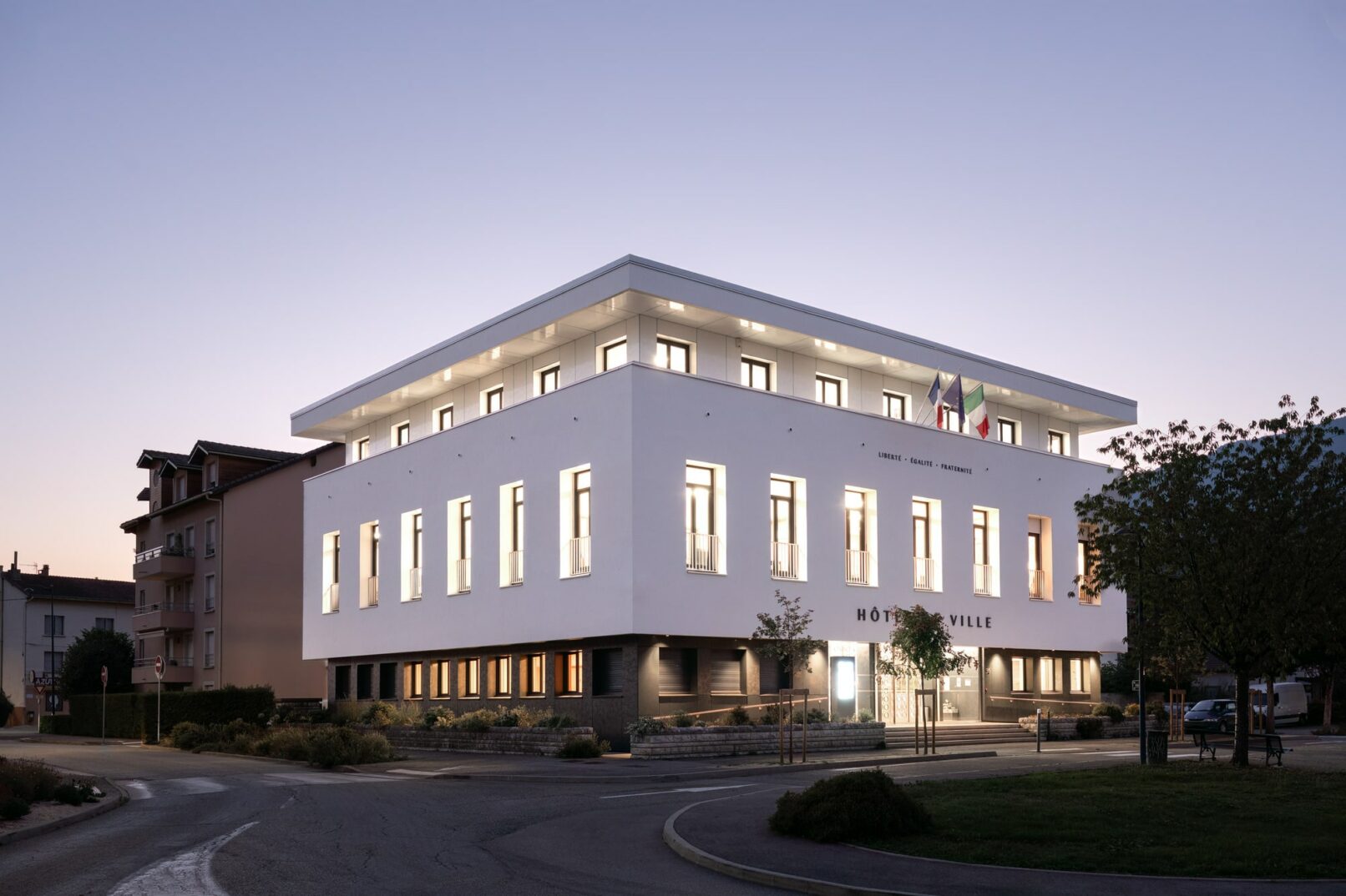 photographie architecture heure bleue